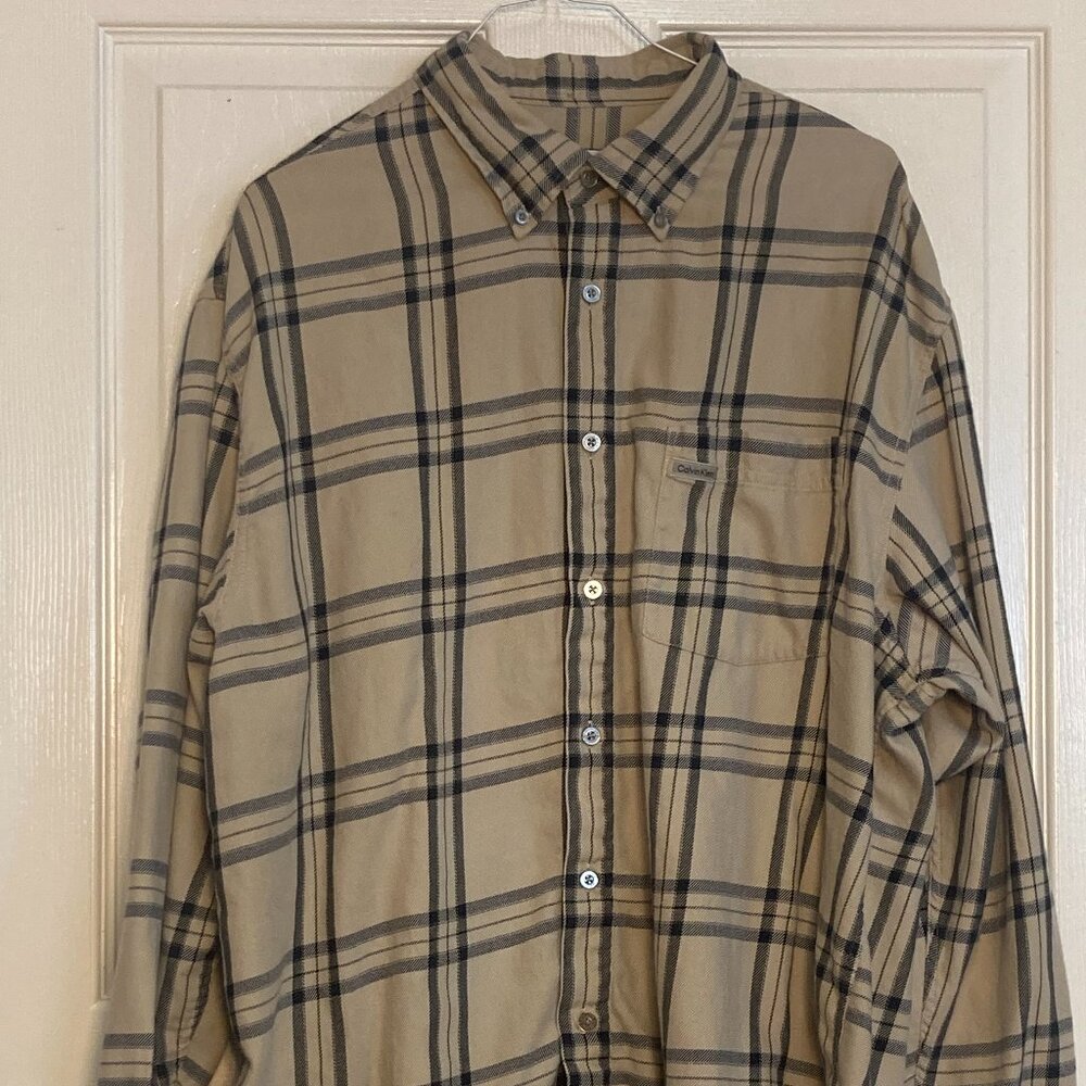 Men's shirt by Calvin Klein Jeans tan and black sze XL